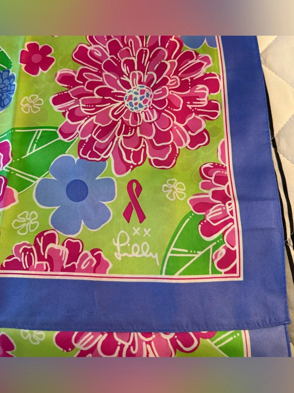 Vintage Lilly Pulitzer Floral Silk Scarf 2005 Ford Breast Cancer Awareness EUC